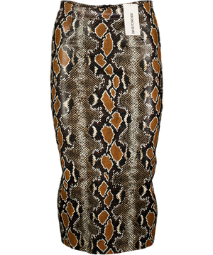 VERONICA BEARD Brown Kaliyah Snakeskin-print Faux Leather Pencil Skirt Sz00 UK XXS
