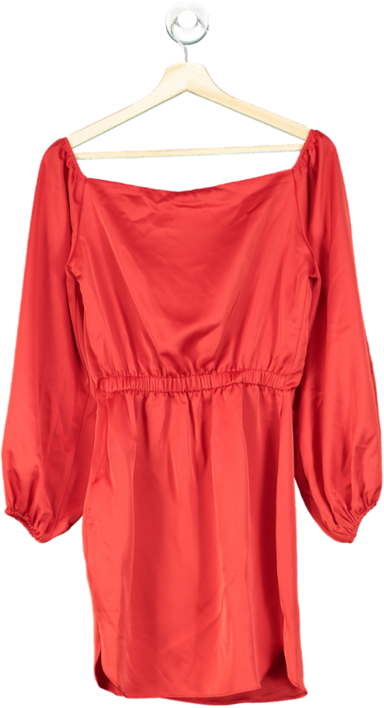 Pretty Lavish Red Fern Bardot Mini Dress UK 8