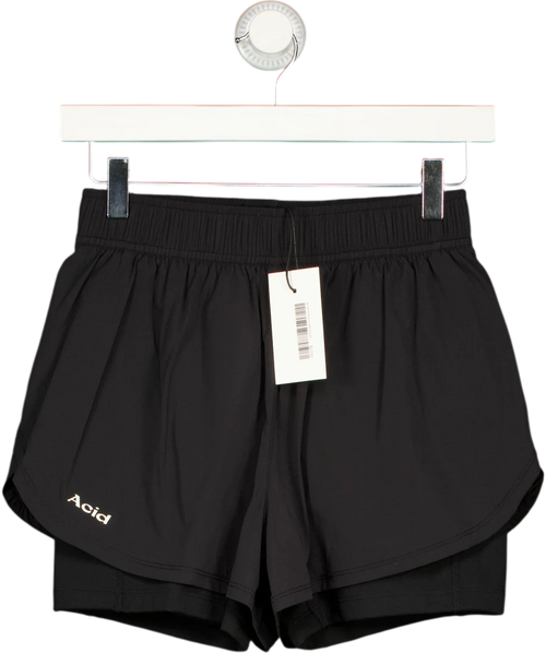 Acid Running Black Women's 2-in-1 Shorts, size UK S — front