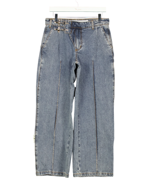 Eme Studios Blue Pleated Buckle Jeans UK 8
