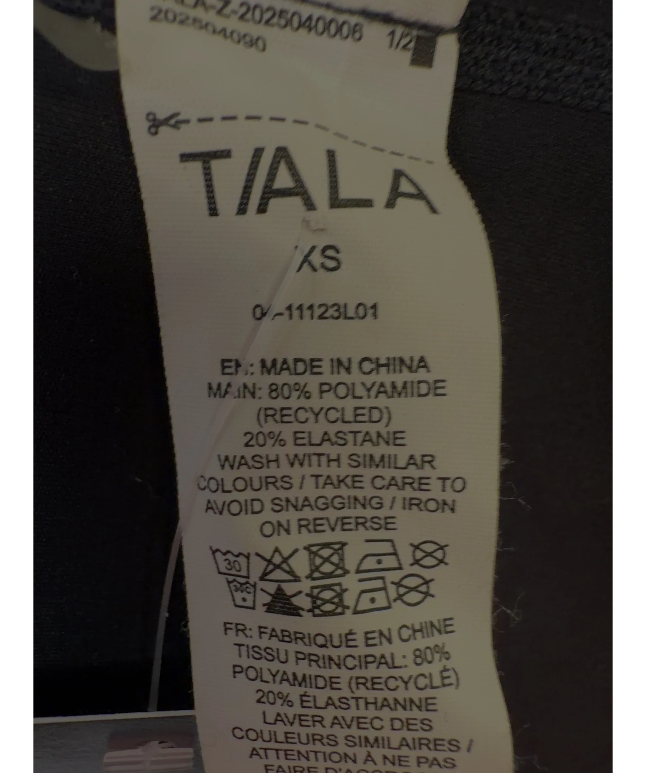 TALA Black Black Collared Activewear tops, size UK XS — care label