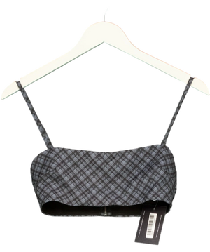 White Fox Grey Plaid Crop Top UK XS