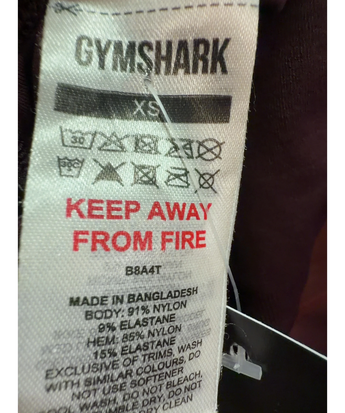 GYMSHARK Red Everyday Seamless Sports Bra, size UK XS — care label
