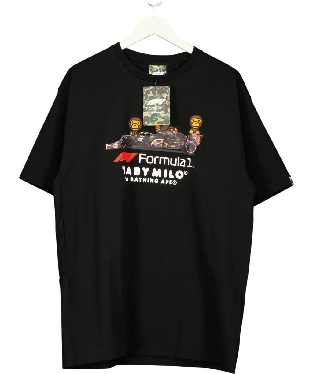 A Bathing Ape Black BAPE x F1 Baby Milo Photo Tee Black, size UK XXL — front