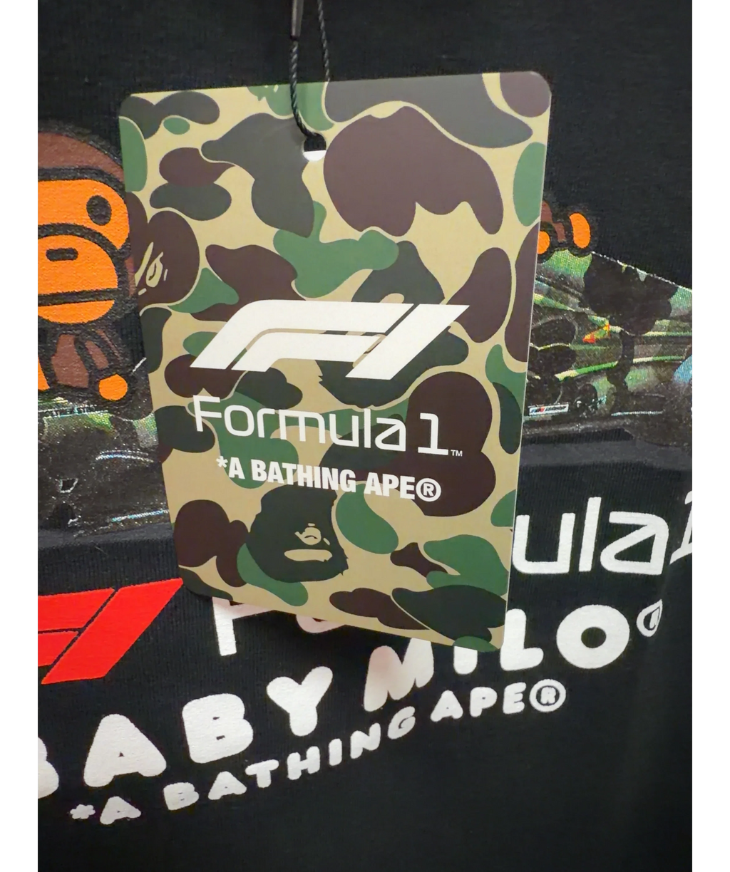 A Bathing Ape Black Formula 1 Baby Milo Tee, size UK S — detail