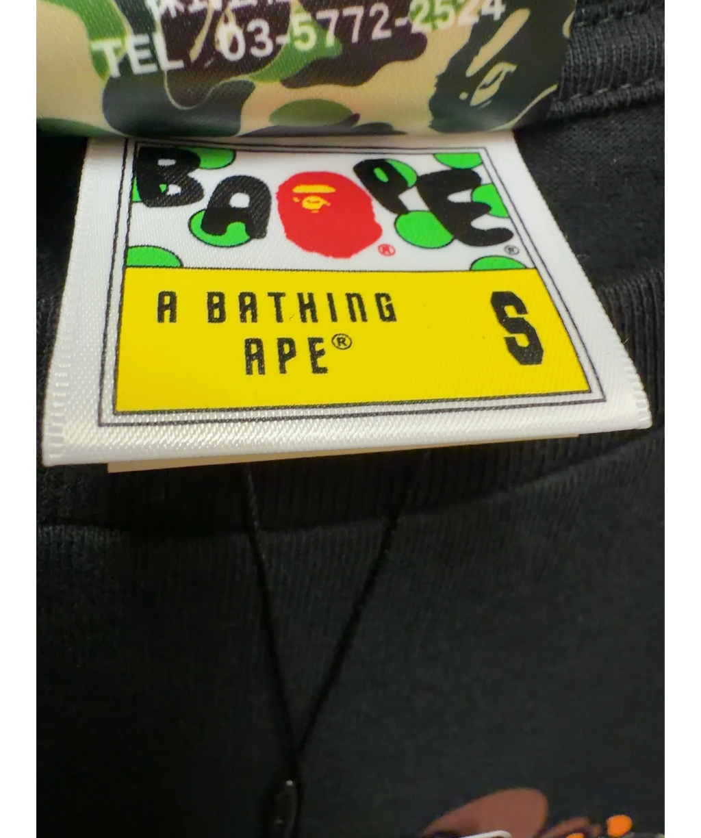 A Bathing Ape Black Formula 1 Baby Milo Tee, size UK S — care label