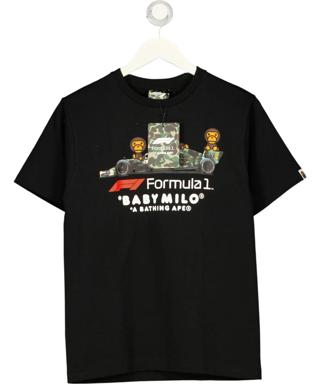 A Bathing Ape Black Formula 1 Baby Milo Tee, size UK S — front
