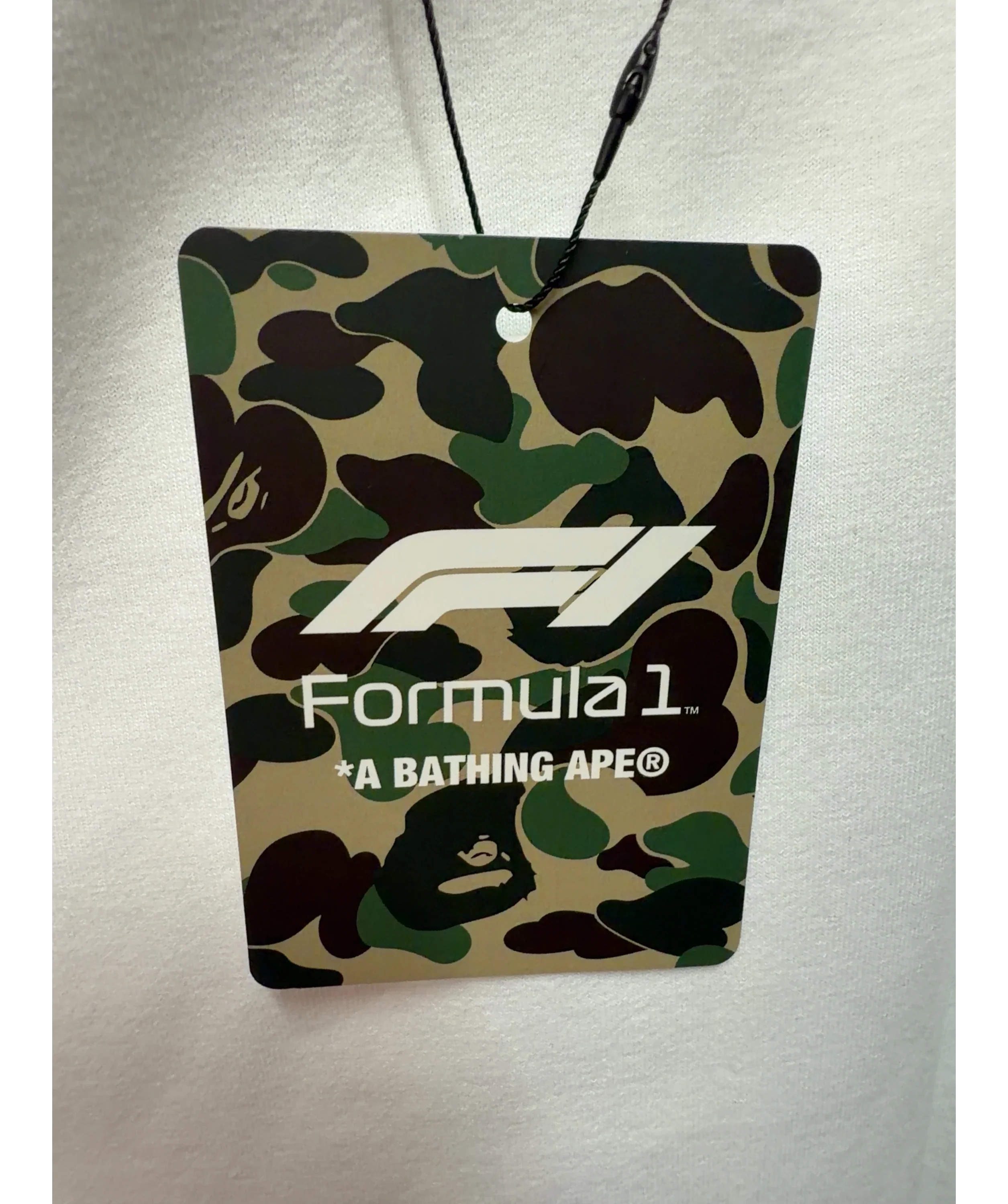 A Bathing Ape White BAPE x F1 Photo Ape Head Tee White, size UK XL — detail