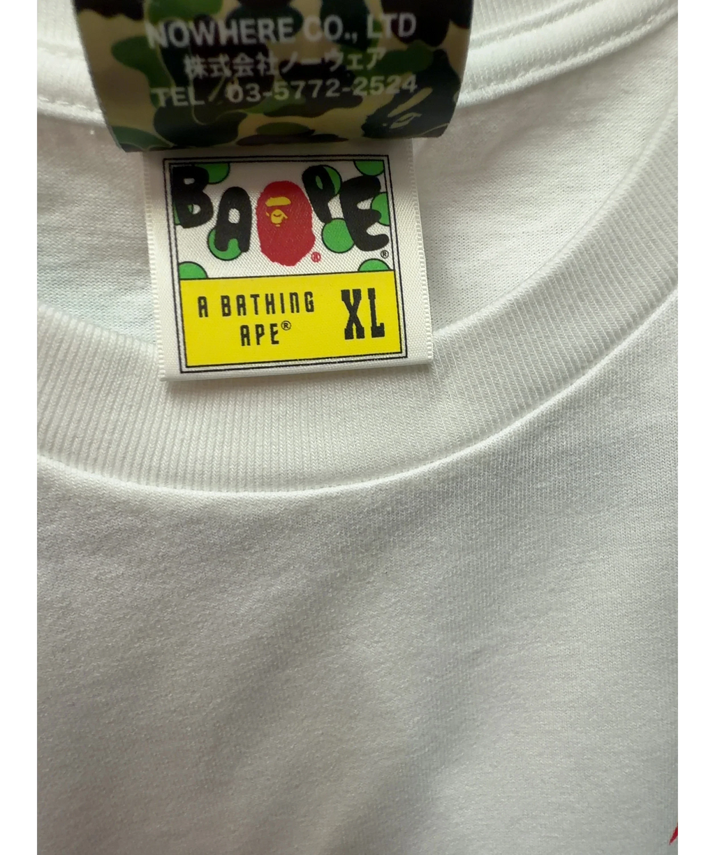 A Bathing Ape White BAPE x F1 Photo Ape Head Tee White, size UK XL — care label