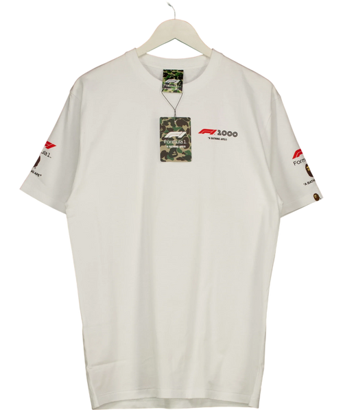 A Bathing Ape White BAPE x F1 Photo Ape Head Tee White, size UK XL — front