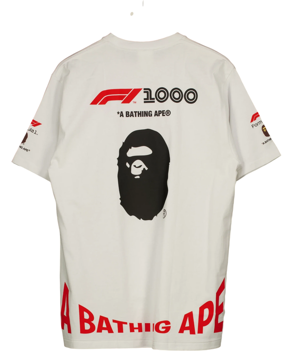 A Bathing Ape White BAPE x F1 Photo Ape Head Tee White, size UK XL — back