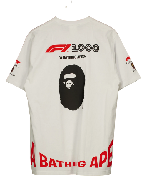 A Bathing Ape White BAPE x F1 Photo Ape Head Tee White, size UK XL — back