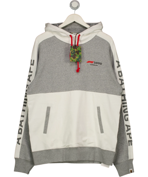 A Bathing Ape Grey Bape X F1 1000 Two Tone Pullover Hoodie Black/grey UK XXL