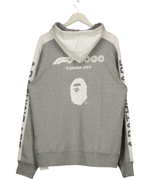 A Bathing Ape Grey BAPE x F1 1000 Two Tone Pullover Hoodie Black/Grey, size UK XXL — back