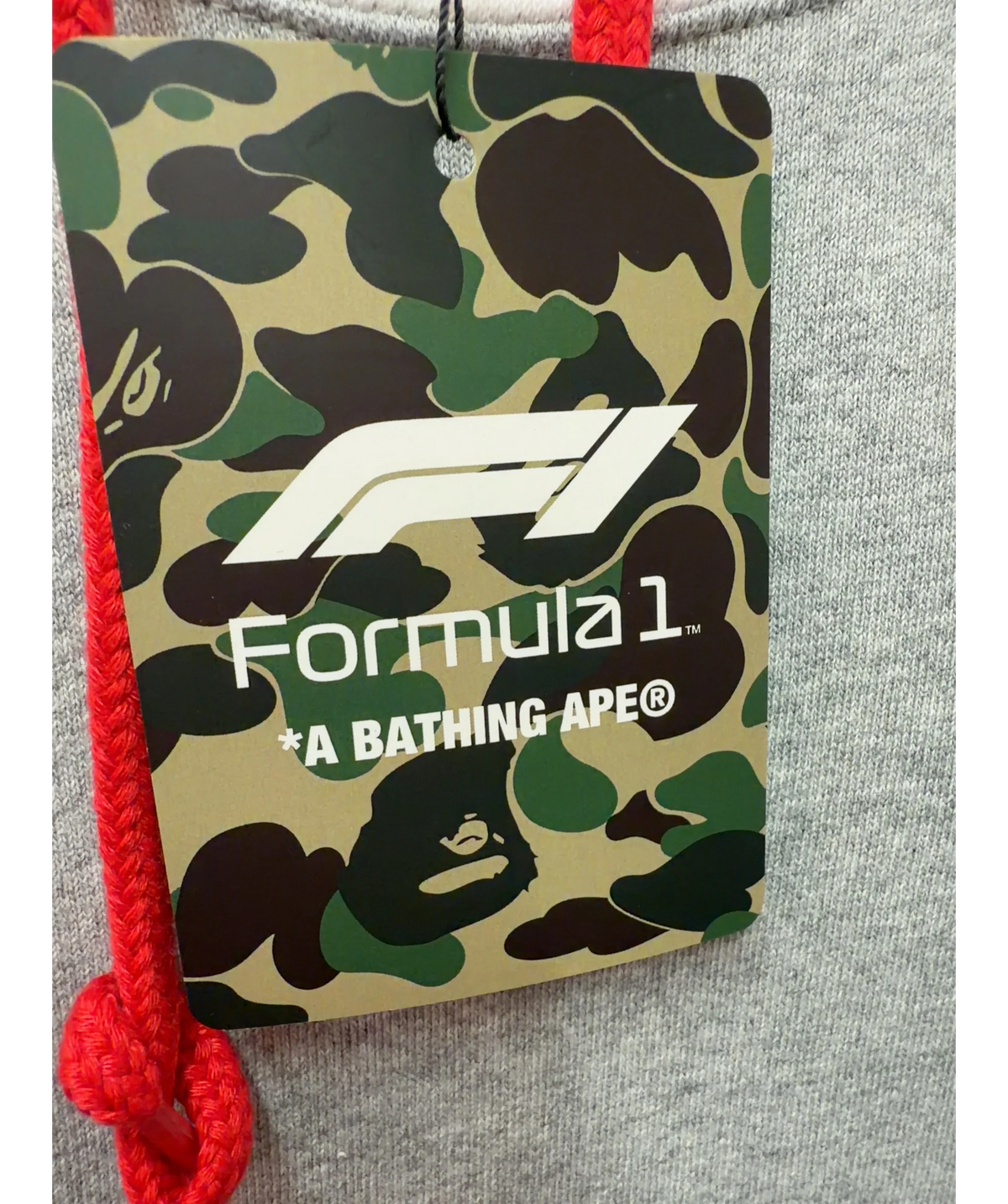 A Bathing Ape Grey Formula 1 1000 Two Tone Pullover Hoodie, size UK XXL — detail