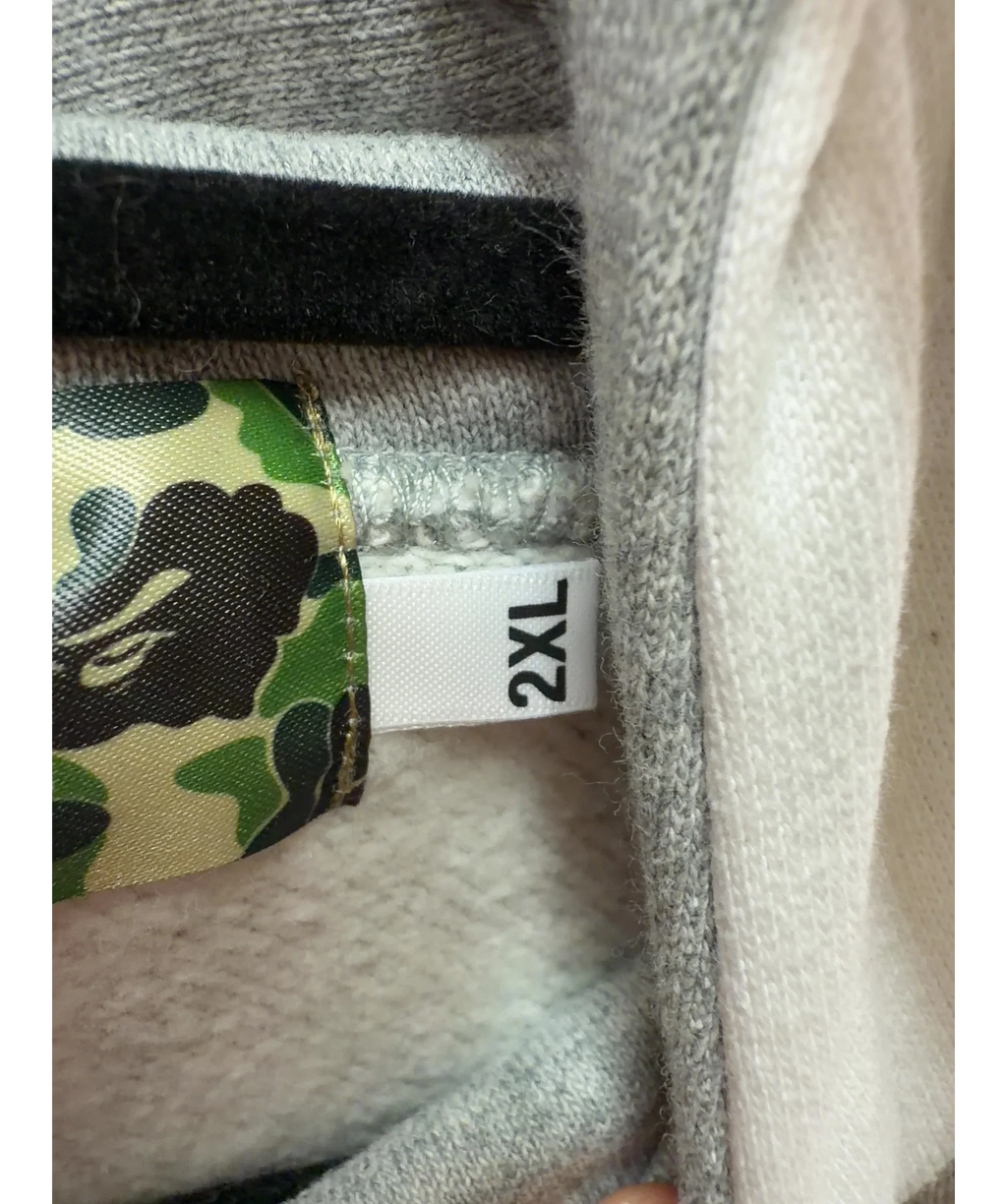 A Bathing Ape Grey Formula 1 1000 Two Tone Pullover Hoodie, size UK XXL — care label