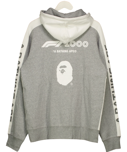 A Bathing Ape Grey Formula 1 1000 Two Tone Pullover Hoodie, size UK XXL — back