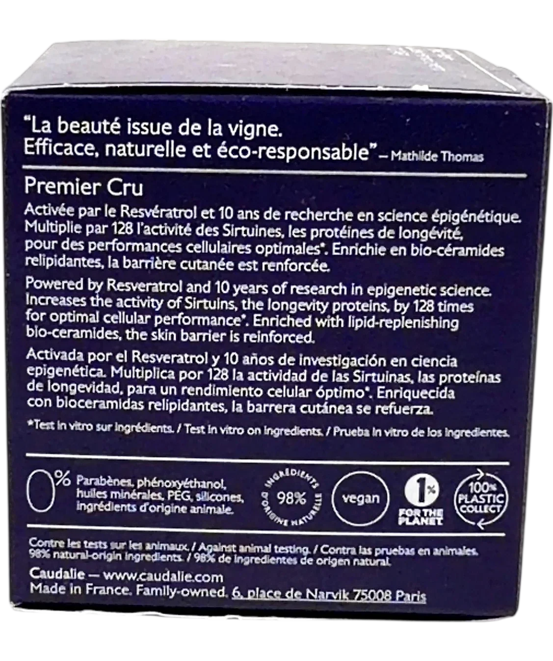 Caudalie Premier Cru La Crème Riche, size 50ml — back