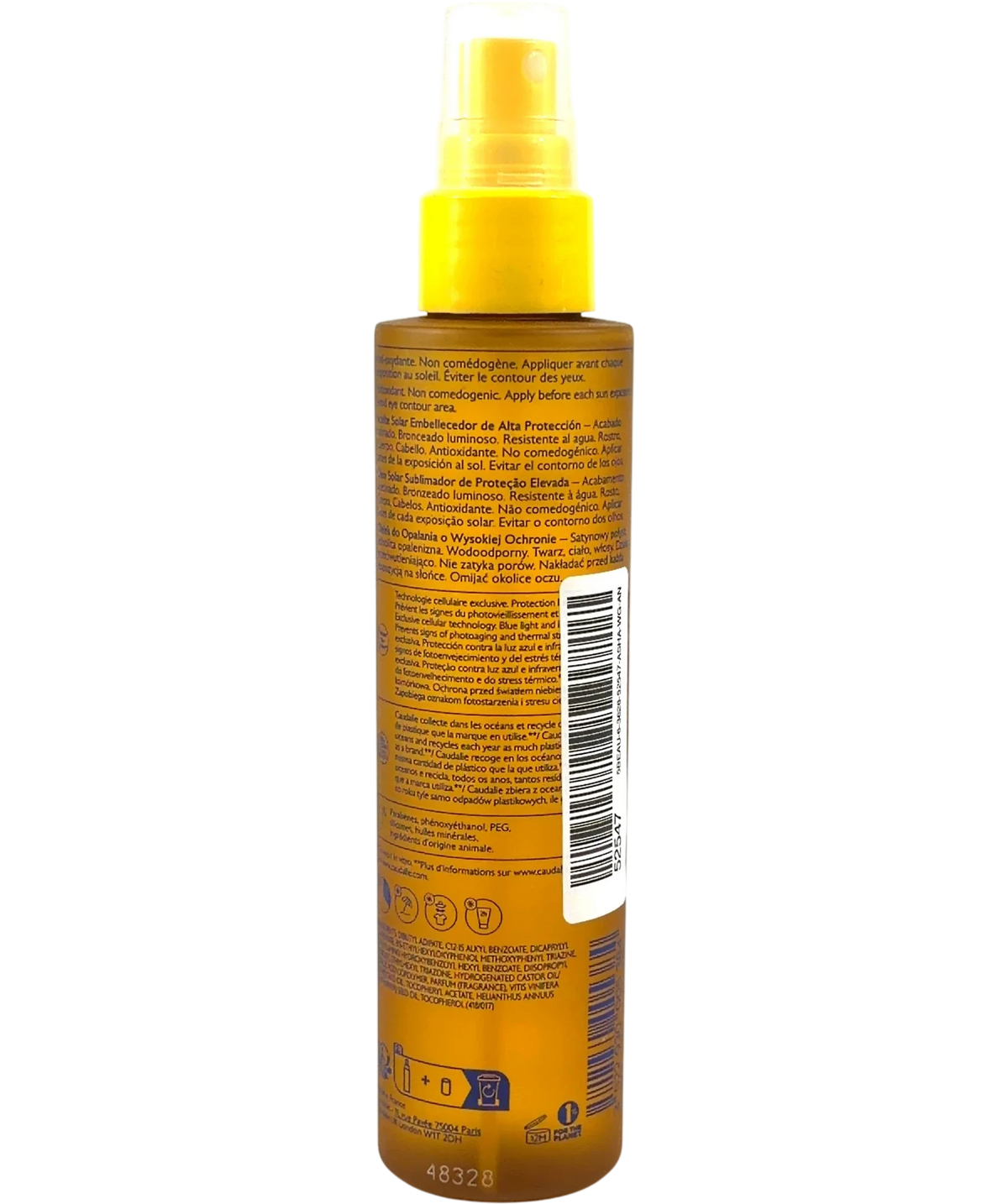 Caudalíe High Protection Glow Oil SPF50, size 150ml — back