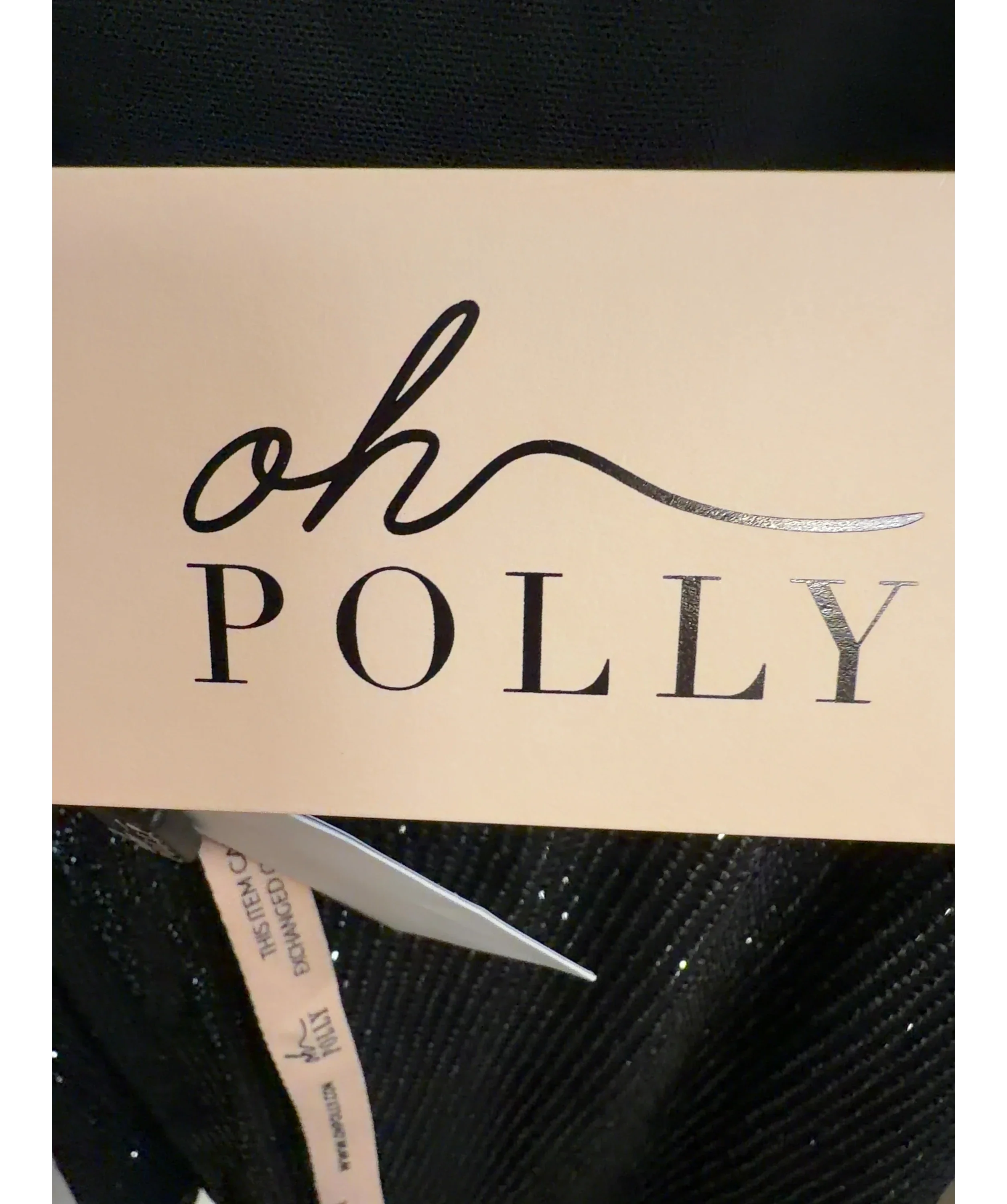 OH POLLY Black Philomena Embellished Soft-Scoop Backless Fitted Mini Dress, size UK 4 — detail