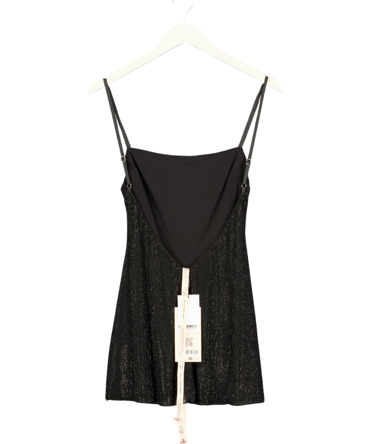 OH POLLY Black Philomena Embellished Soft-Scoop Backless Fitted Mini Dress, size UK 4 — back