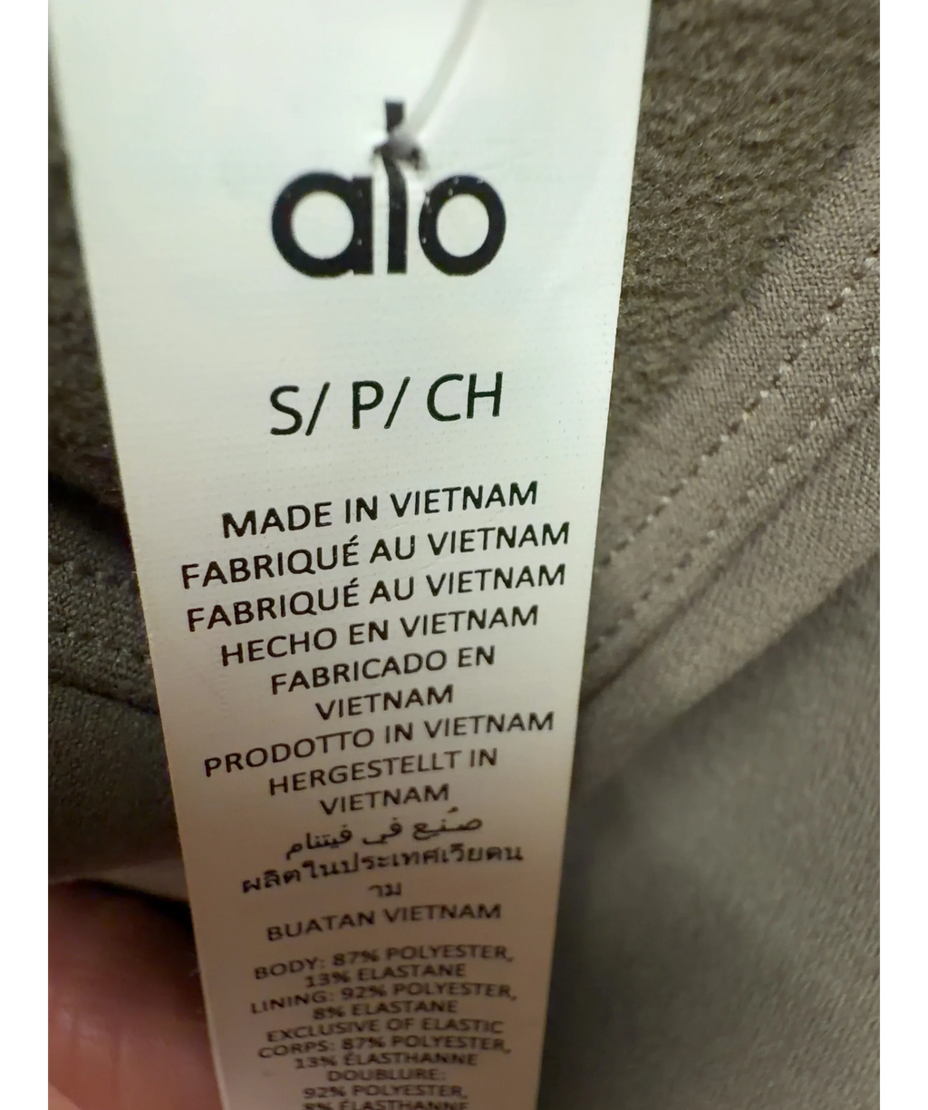 ALO Brown Alo Yoga Alosoft Suns Out Romper Olive Tree BROWN, size UK S — care label
