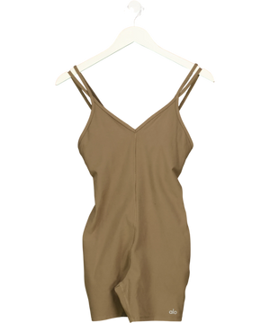 ALO Alo Yoga Alosoft Suns Out Romper Olive Tree Brown UK S