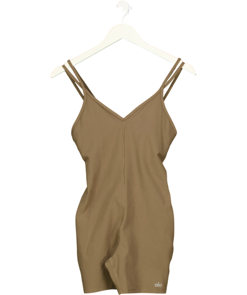 ALO Brown Alo Yoga Alosoft Suns Out Romper Olive Tree BROWN, size UK S — front