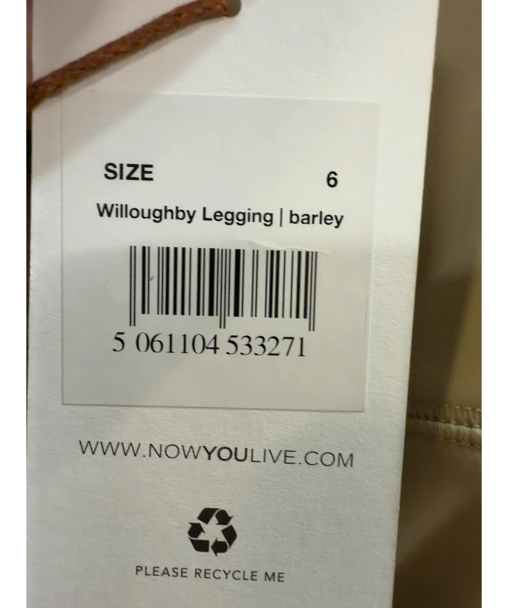 Now You Live Beige Leamington Bra & Willoughby Legging 2-Piece Set Barley Beige, size UK 6 — label