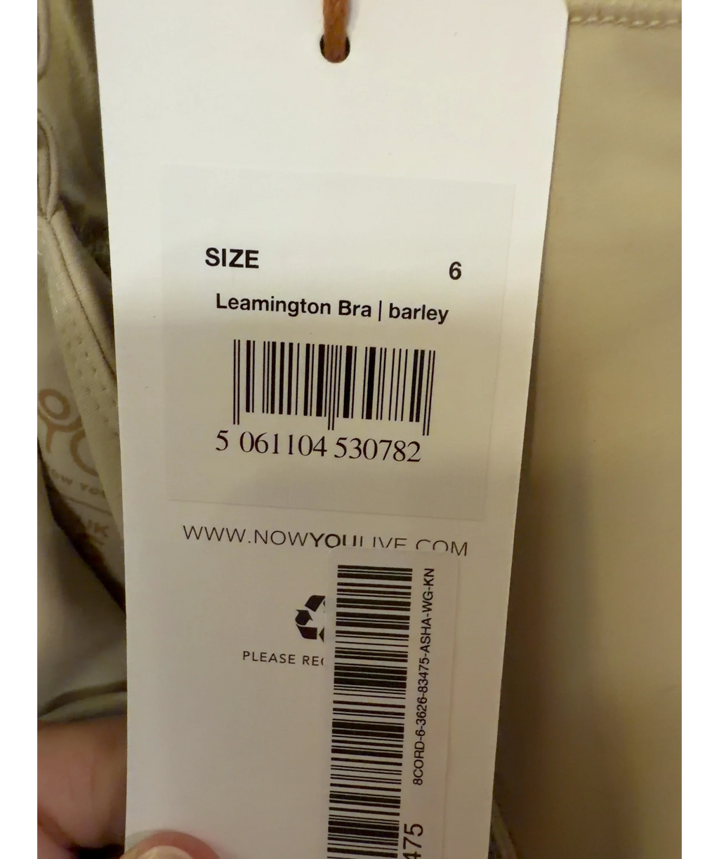 Now You Live Beige Leamington Bra & Willoughby Legging 2-Piece Set Barley Beige, size UK 6 — care label