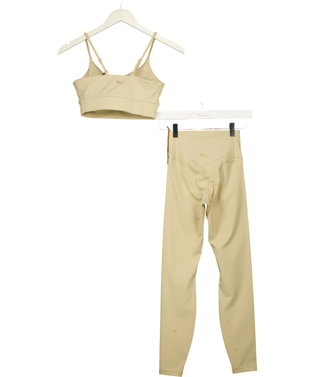 Now You Live Beige Leamington Bra & Willoughby Legging 2-Piece Set Barley Beige, size UK 6 — back