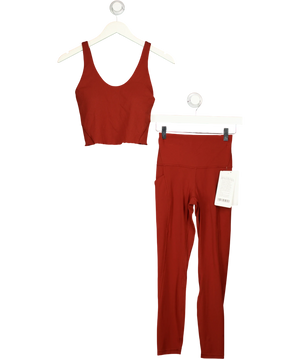 Lululemon Align Lettuce-Hem Tank B/C And Align HR Pant 25 Pockets Red UK 8