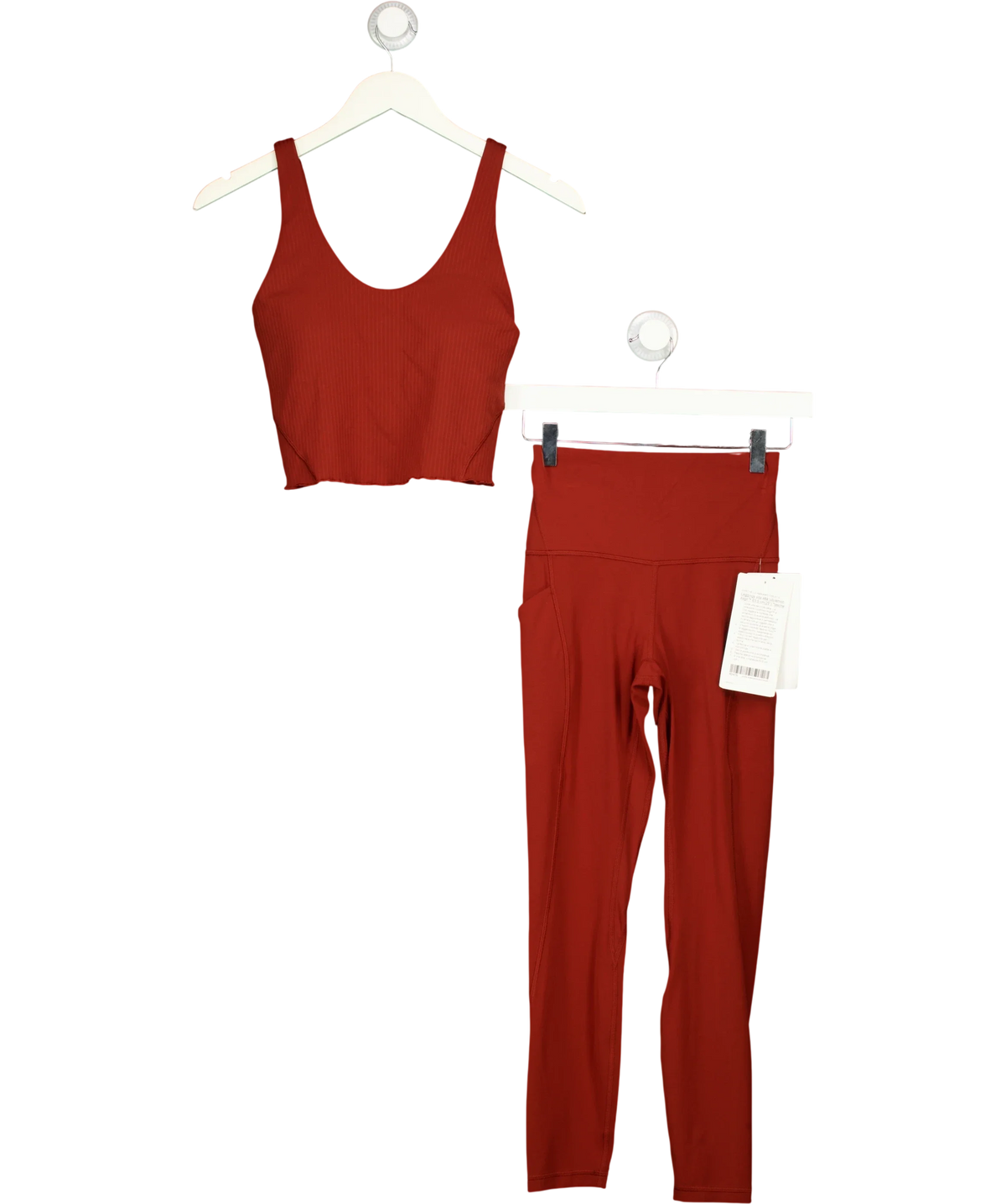 Lululemon Red Align Lettuce-Hem Tank B/C and Align HR Pant 25" Pockets, size UK 8 — front