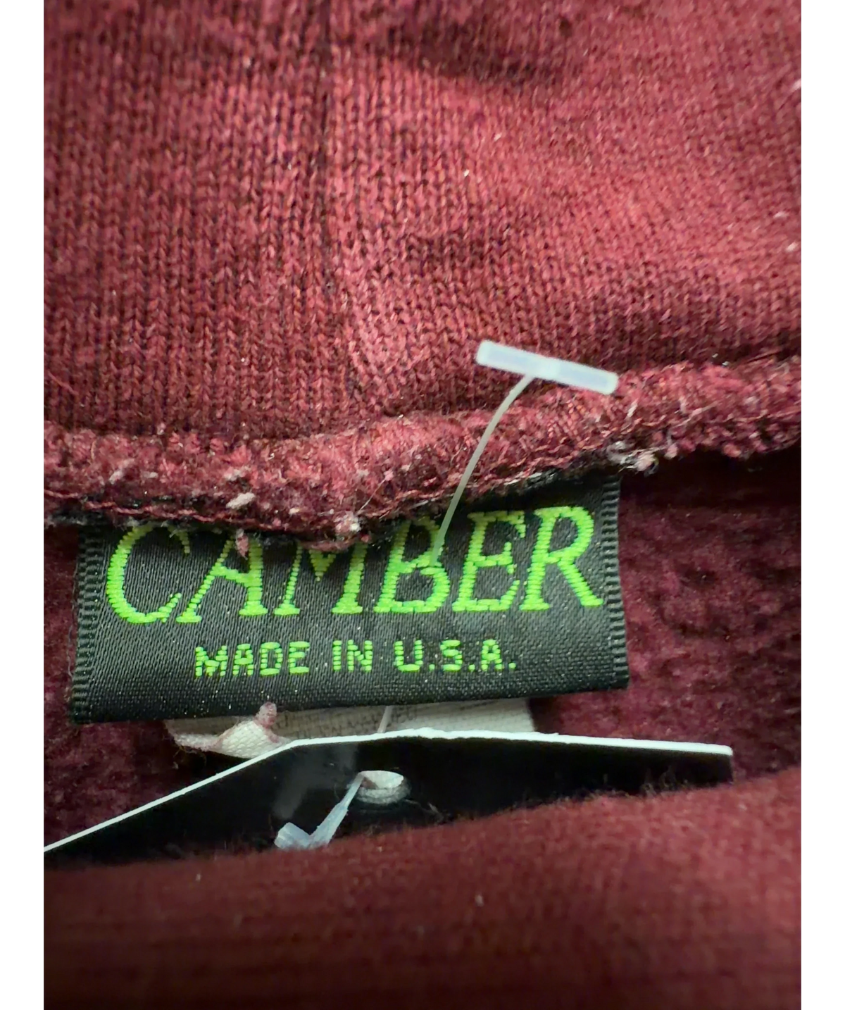 Camber burgundy heavyweight zip hoodie and sweatpants co-ord, size UK S — detail
