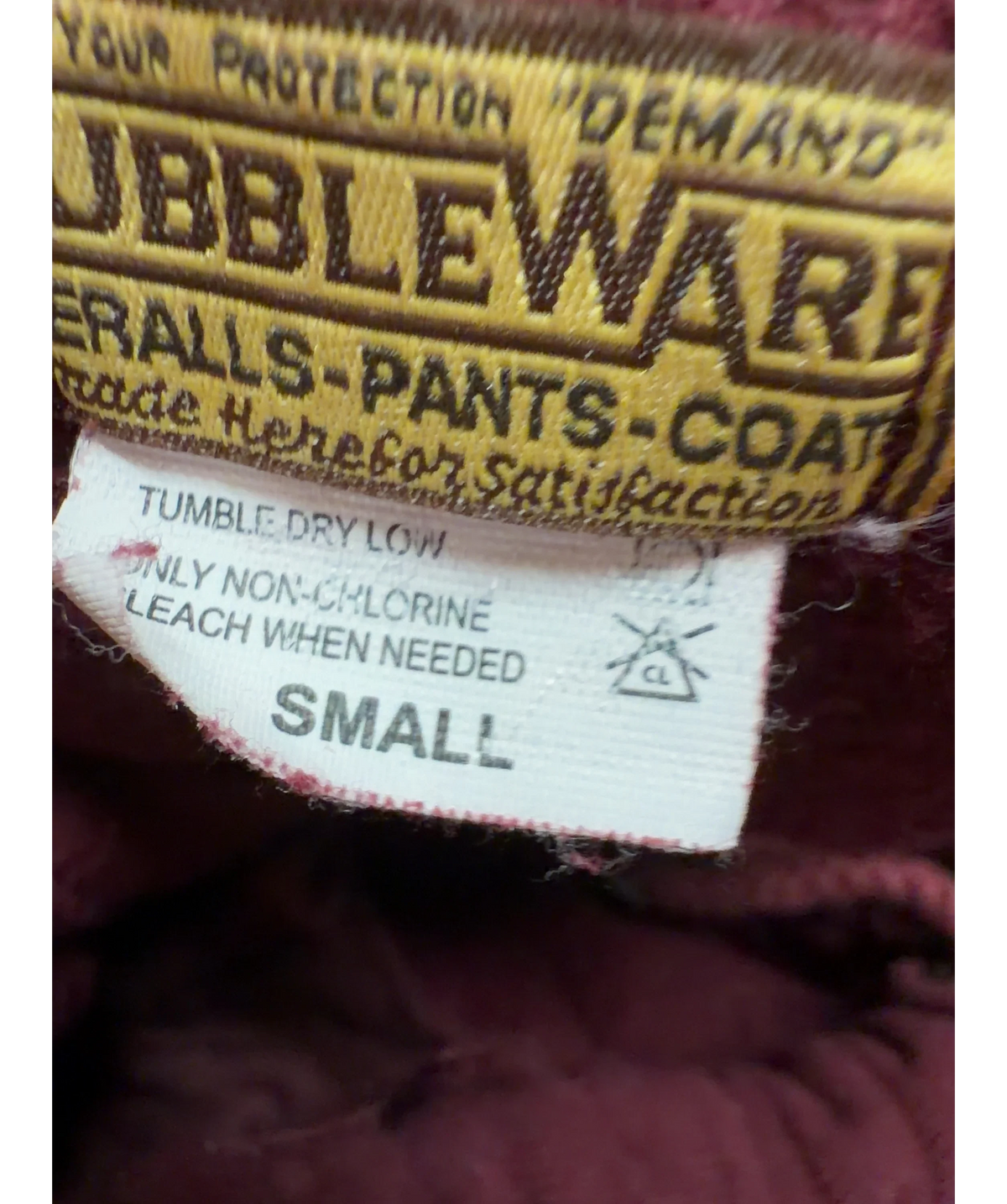 Camber burgundy heavyweight zip hoodie and sweatpants co-ord, size UK S — care label