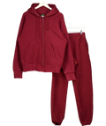 Camber burgundy heavyweight zip hoodie and sweatpants co-ord, size UK S — front