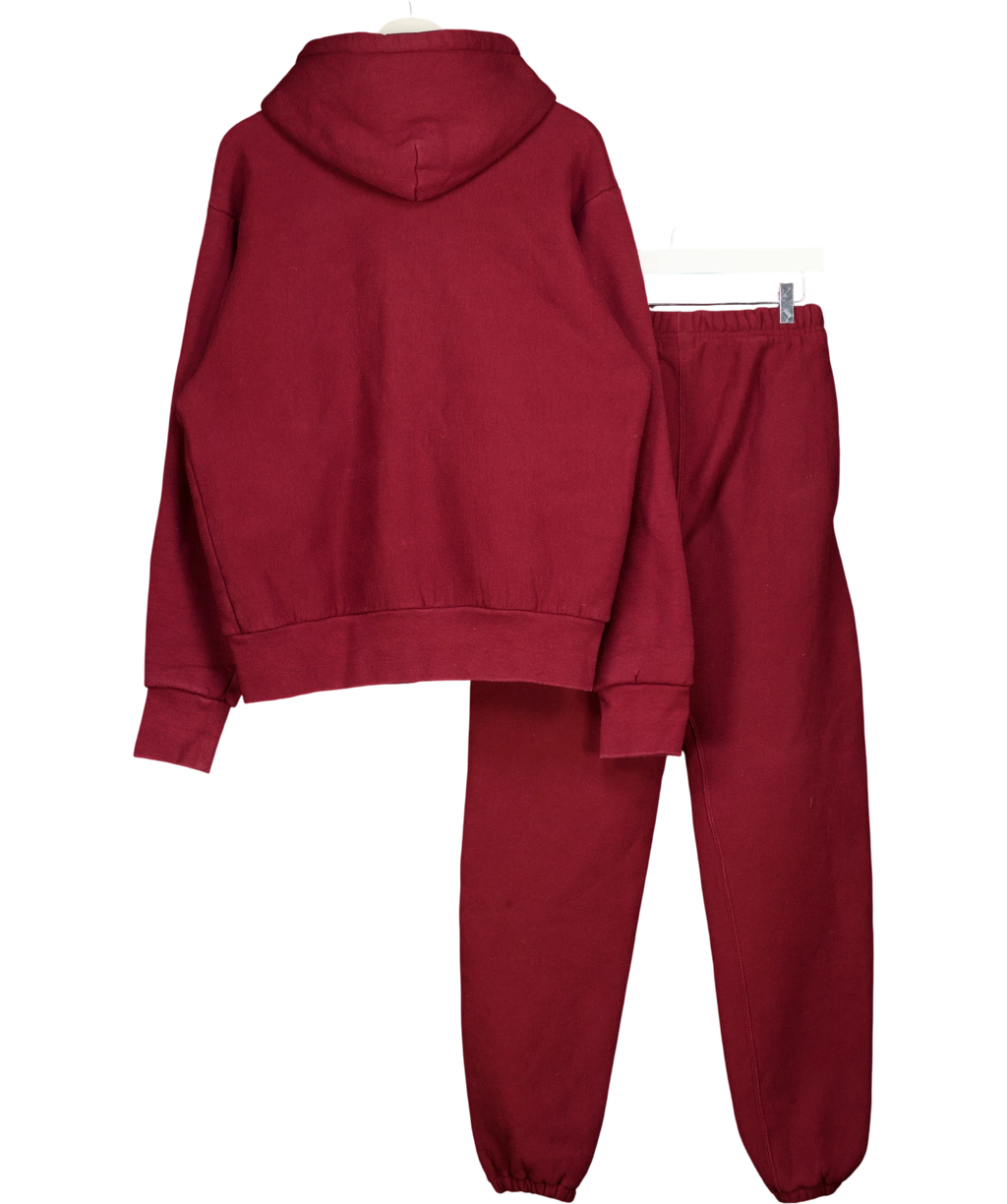 Camber burgundy heavyweight zip hoodie and sweatpants co-ord, size UK S — back
