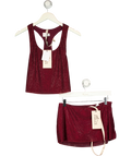 OH POLLY burgundy Aine Embellished Racerback Tank Top, size UK 8 — front
