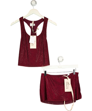 Oh Polly x Sarah Ashcroft 2-piece Aine Embellished Red Set UK 8