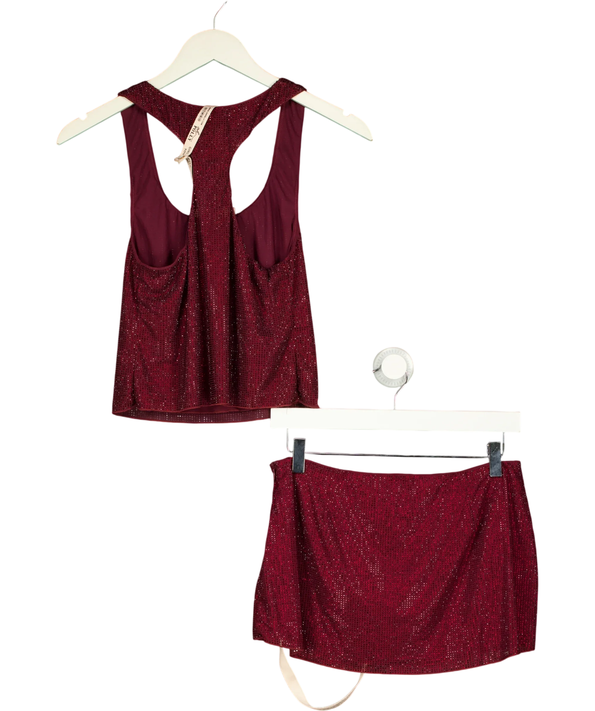 OH POLLY burgundy Aine Embellished Racerback Tank Top, size UK 8 — back