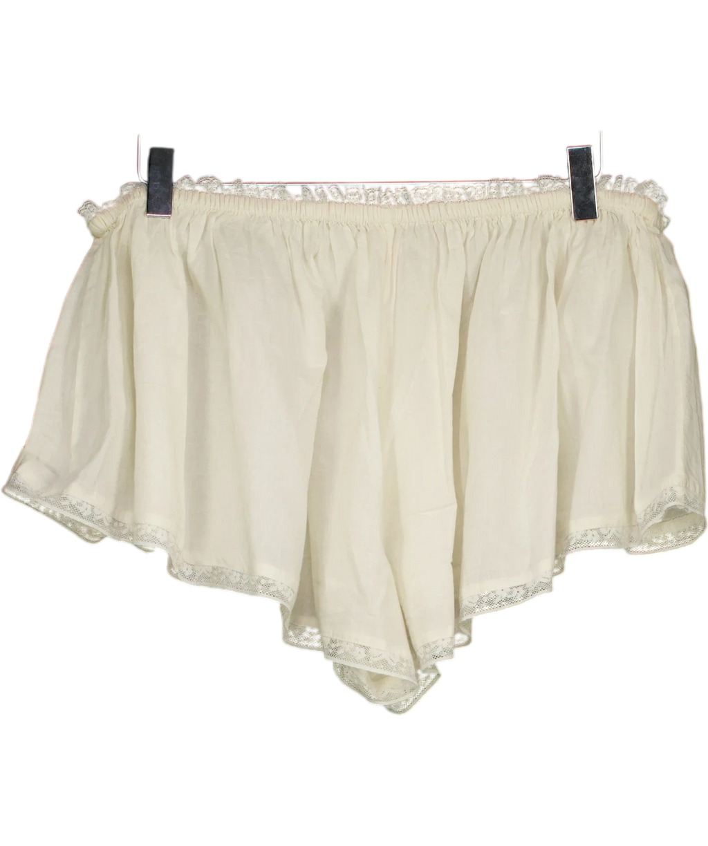 For Love & Lemons ivory cotton lace shorts, size UK M — back
