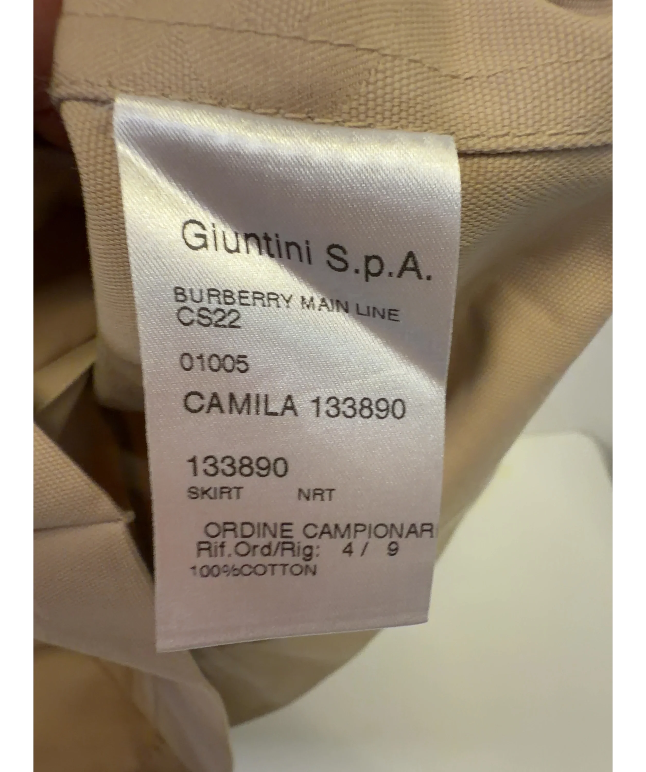Burberry Beige CAMILA, size UK 6 — label