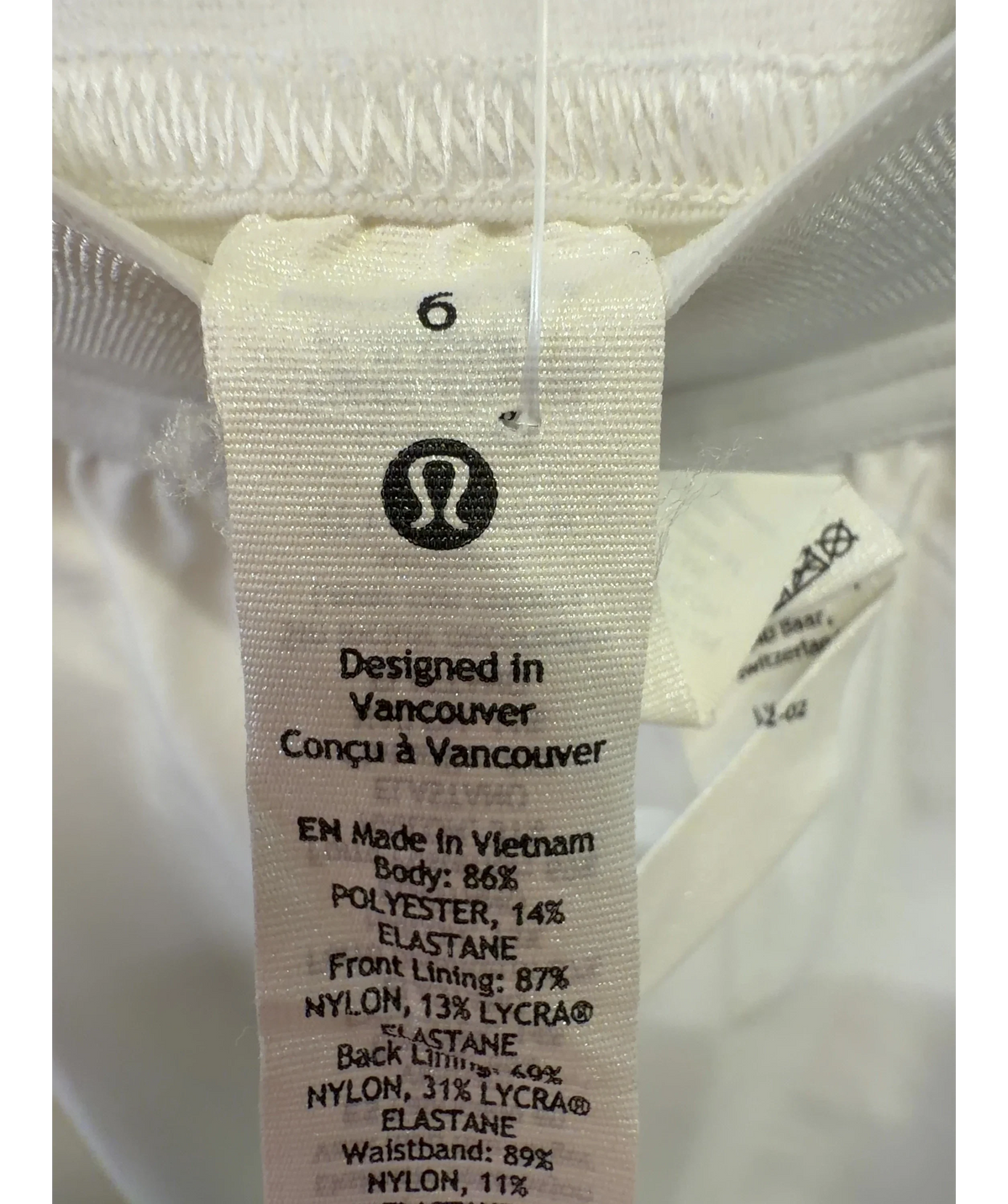 Lululemon White Colour, size UK 10 — detail