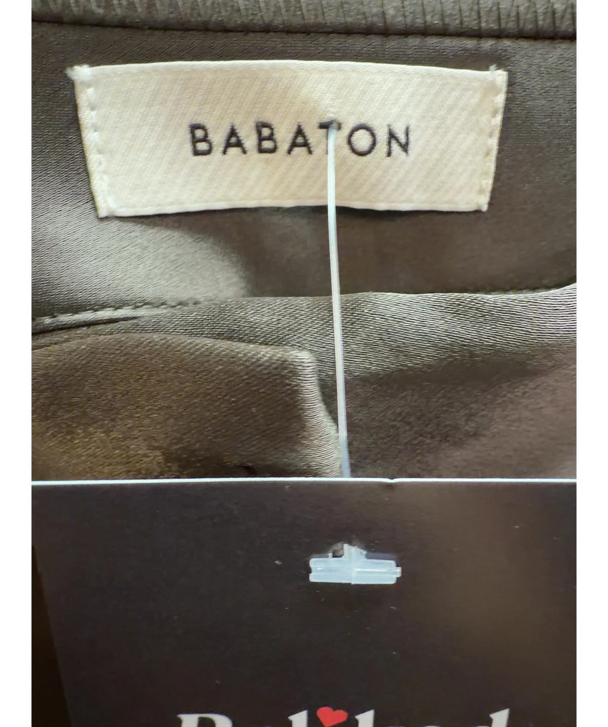 Babaton taupe Vogue Satin Pant, size UK 6 — detail