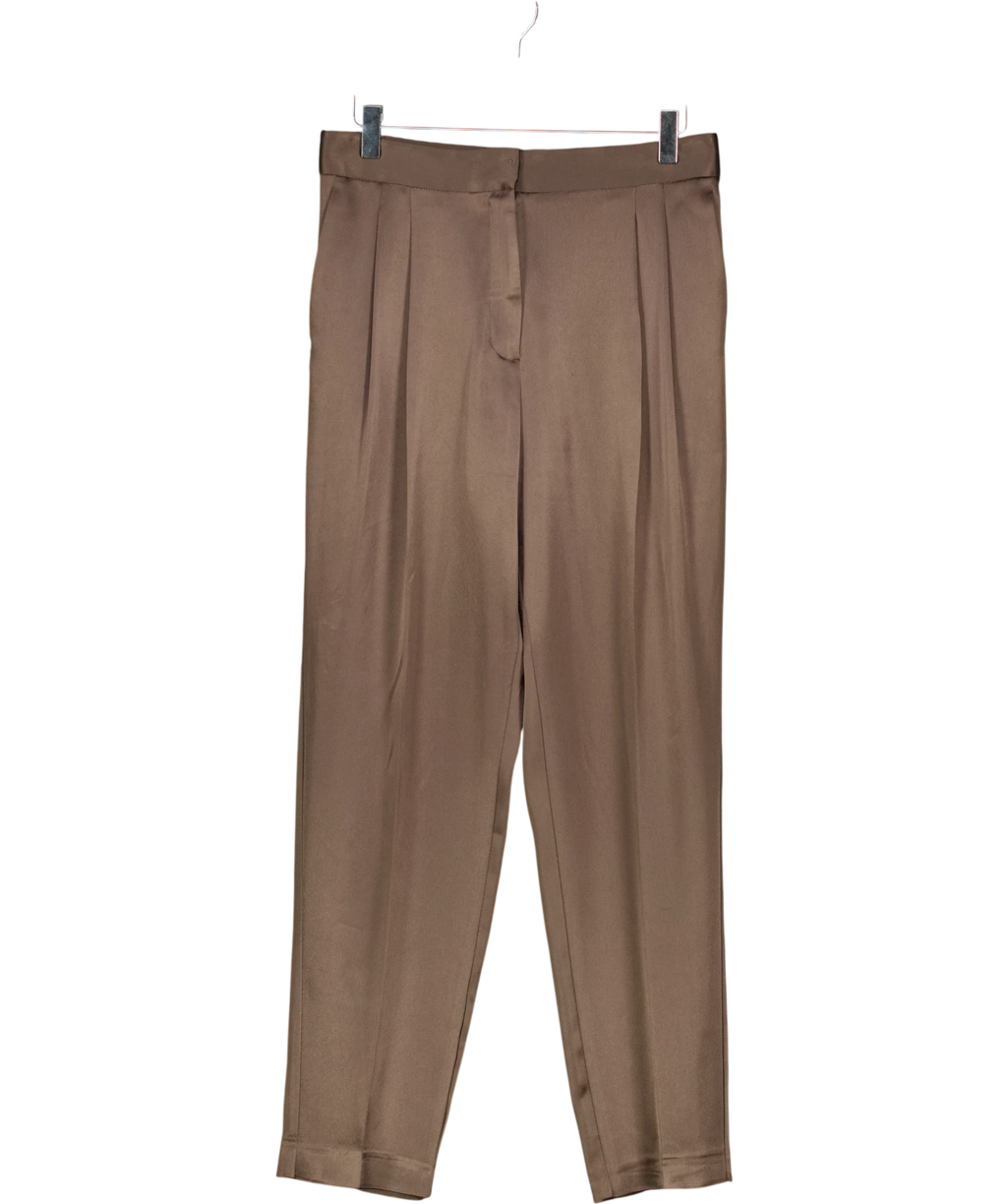 Babaton taupe Vogue Satin Pant, size UK 6 — front