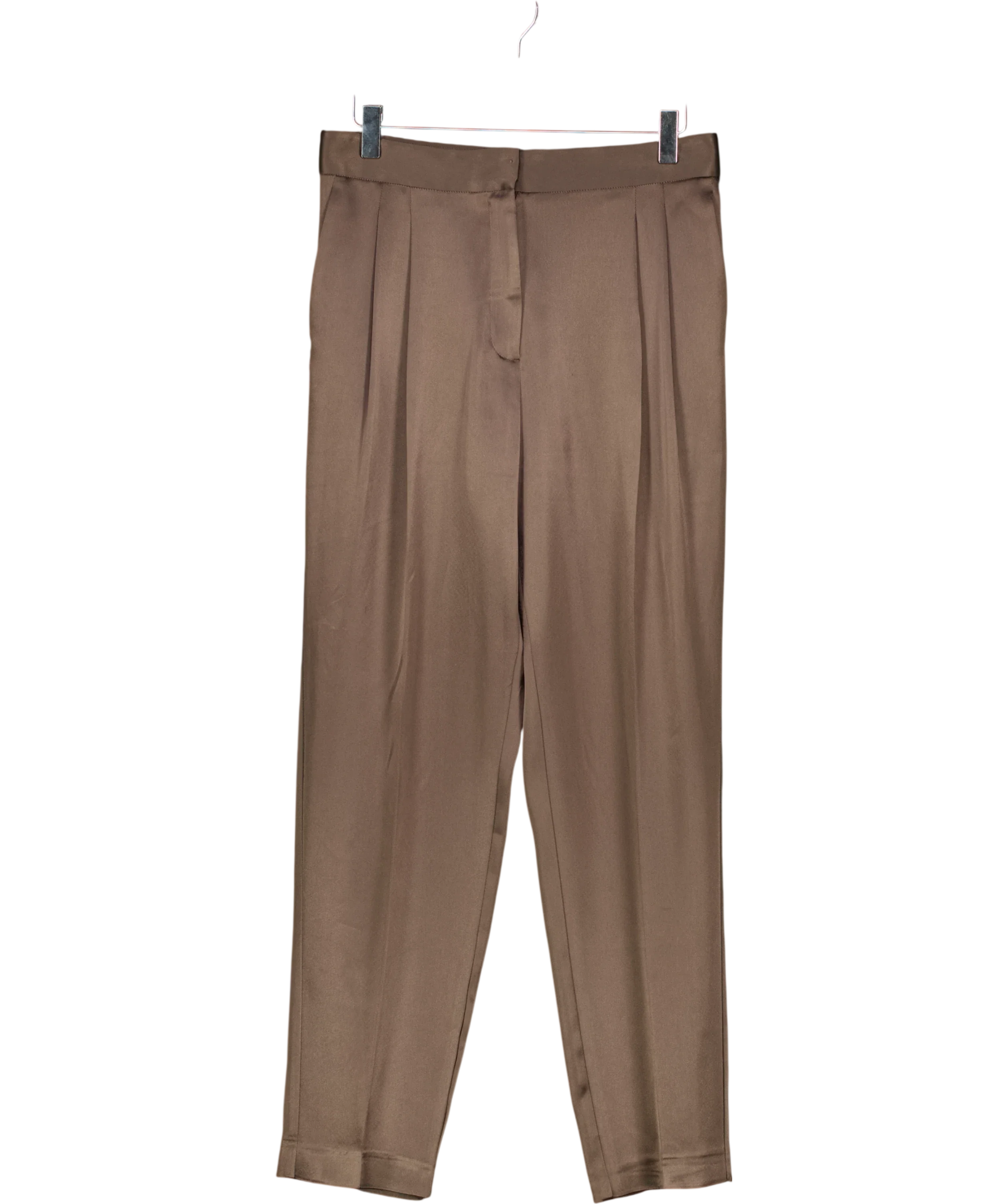 Babaton taupe Vogue Satin Pant, size UK 6 — front