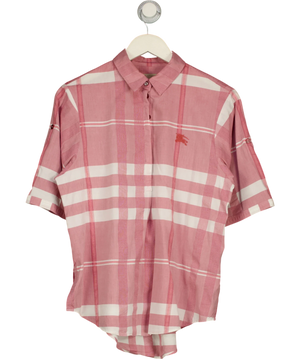 Burberry Brit Pink Check Short Sleeve Roll-Tab Shirt UK M