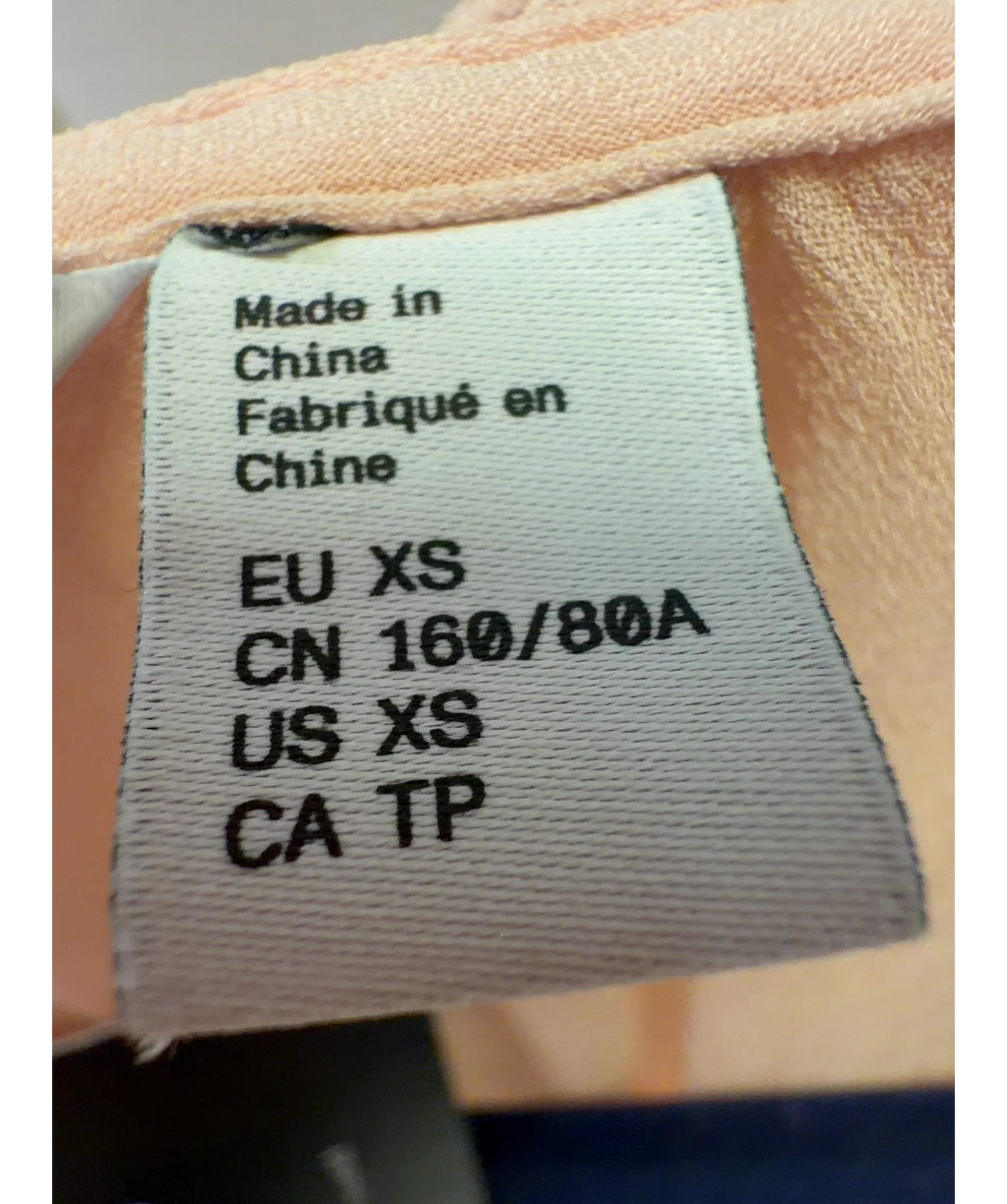 & OTHER STORIES Pink Ruffle Neck Voluminous Blouse, size UK XS — care label