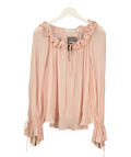 & OTHER STORIES Pink Ruffle Neck Voluminous Blouse, size UK XS — front