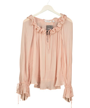 & Other Stories Ruffle Neck Voluminous Blouse Pink UK XS